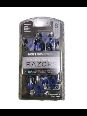 Razors 8 TRIPLE BLADE DISPOSABLE STAINLESS STEEL